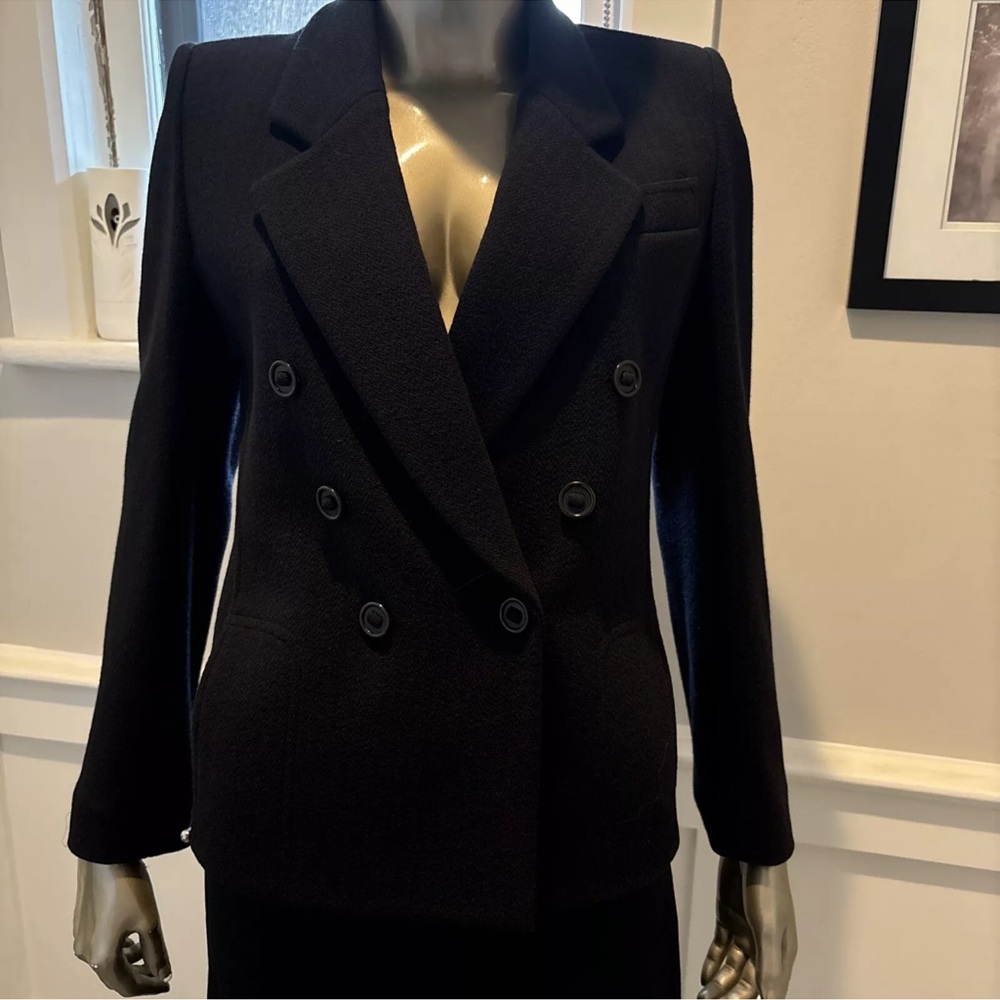 SONIA RYKIEL BLACK  DOUBLE BREASTED VIEGIN WOOL CAPTAINS BLAZER JACKET 42/12